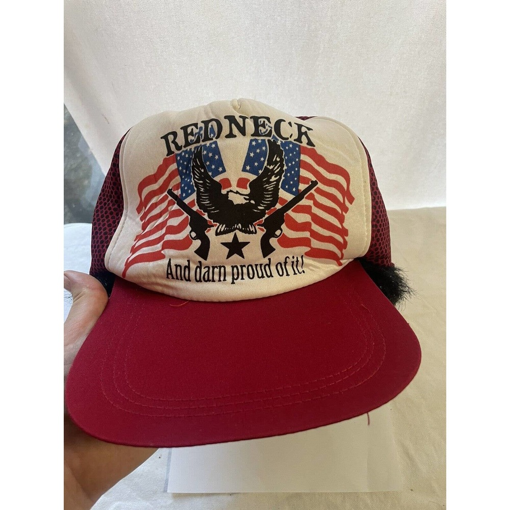 Elope Redneck & Darn Proud of It Trucker Hat Cap Fake Mustache & Sideburns t17